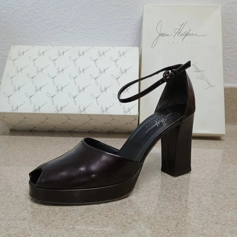 Joan Helpern Signature Fine Full Leather Heels 8.5 Handmade Italy Luxury Preppy